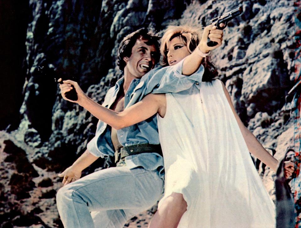 Terence Stamp and Monica Vitti in a scene from *Modesty Blaise*.