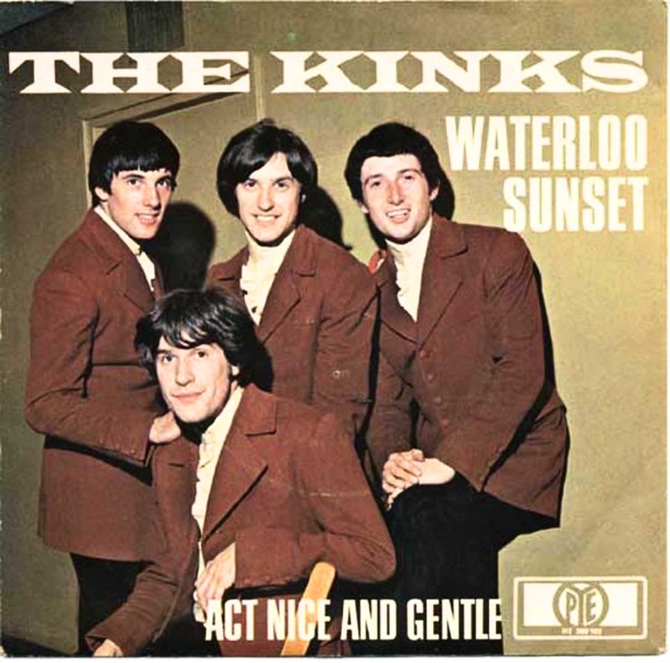 The Kinks' single cover for "Waterloo Sunset," also featuring "Act Nice and Gentle."