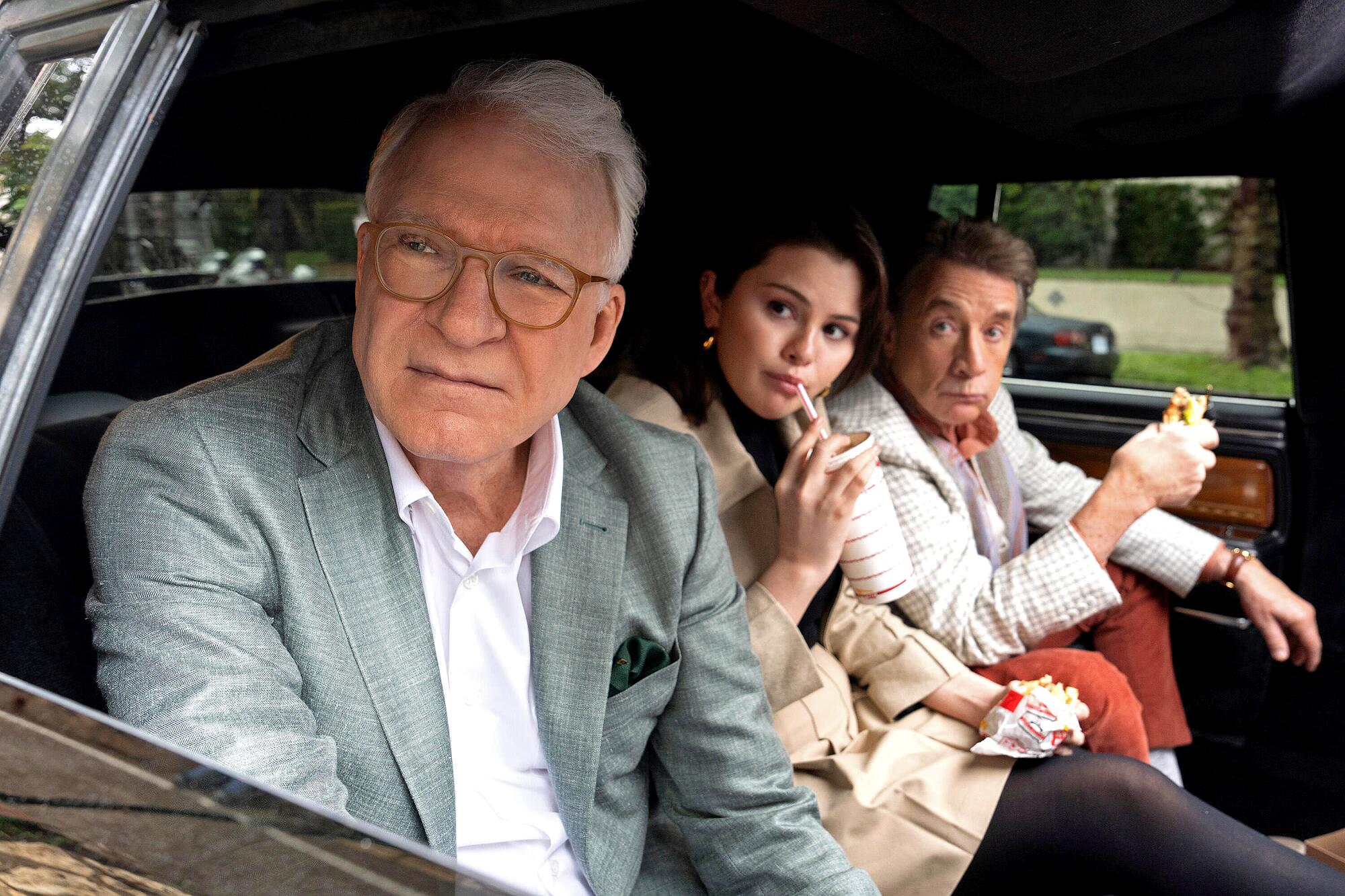Steve Martin, left, Selena Gomez and Martin Short in "Only Murders in the Building."