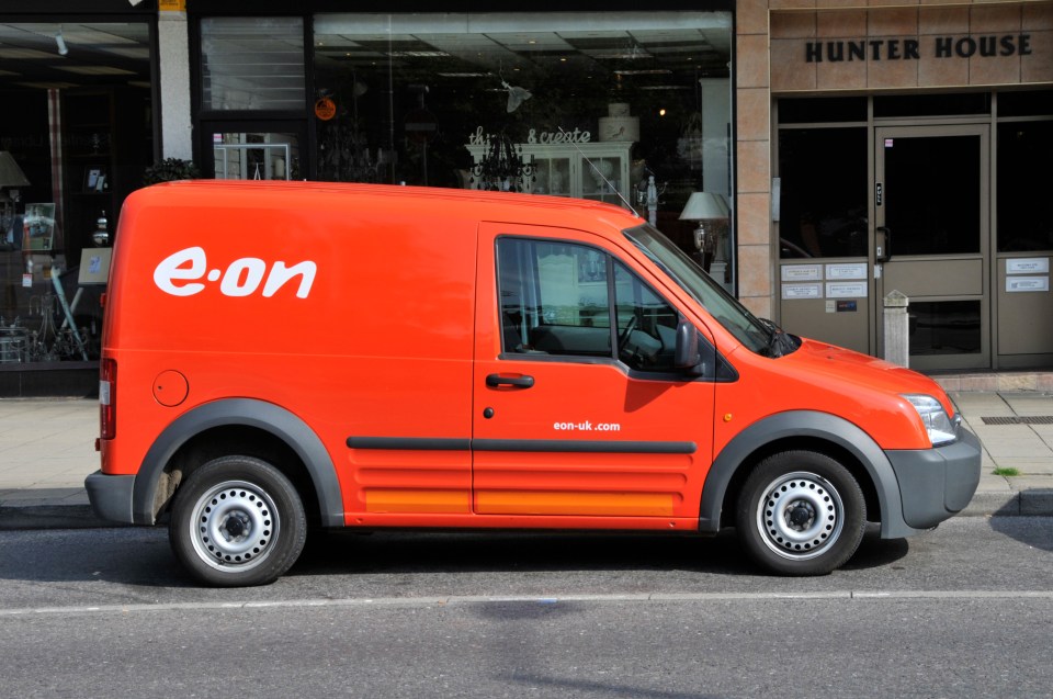 e.on van parked on the street.