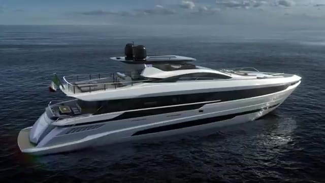 Rendering of Max Verstappen's new Mangusta Gransport 33 superyacht.