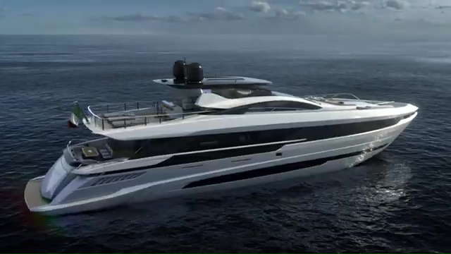 Rendering of Max Verstappen's new Mangusta Gransport 33 superyacht.