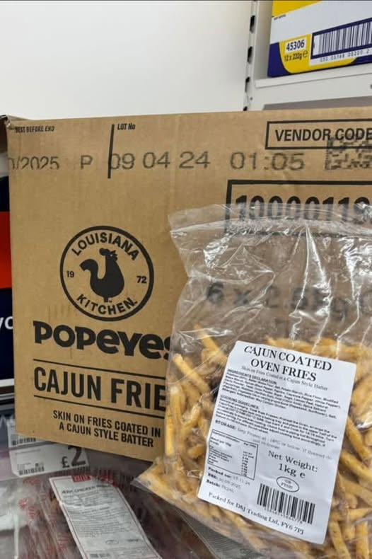Large bag of Popeyes Cajun fries.