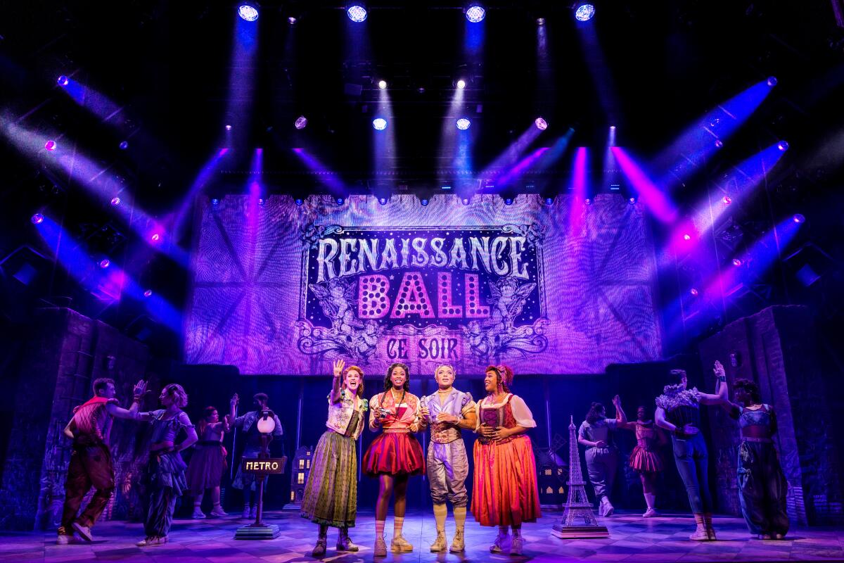 Teal Wicks, Rachel Webb, Nick Drake and Kathryn Allison in the North American Tour of "& JULIET."