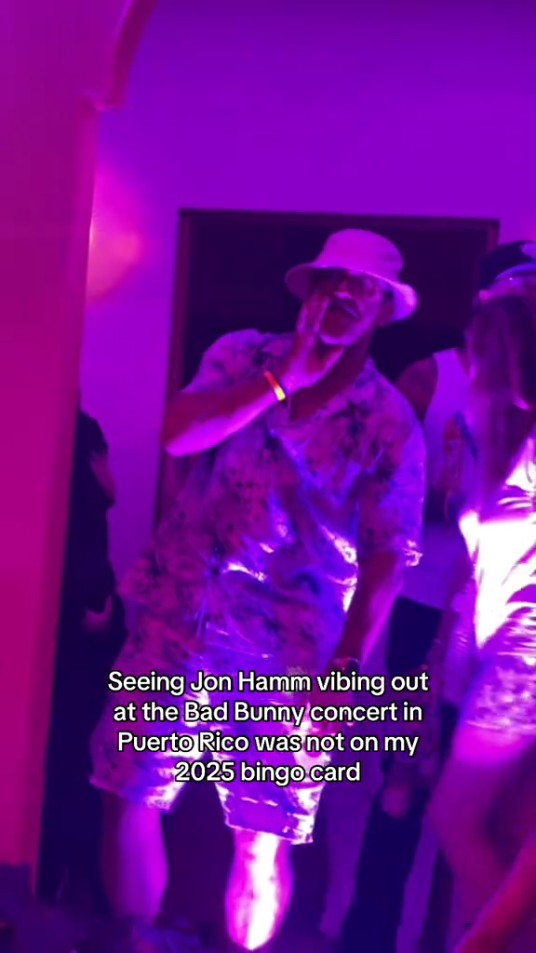Jon Hamm at a Bad Bunny concert in Puerto Rico.