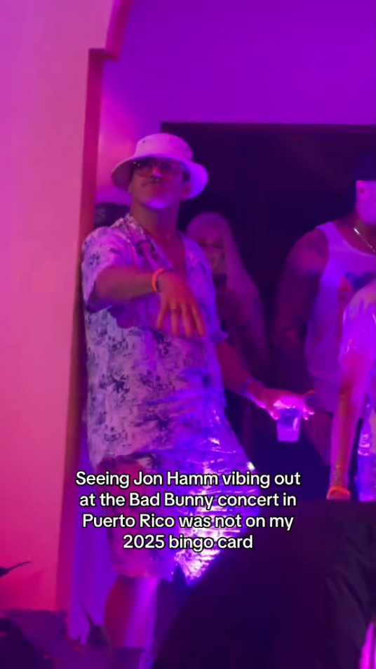 Jon Hamm at a Bad Bunny concert in Puerto Rico.