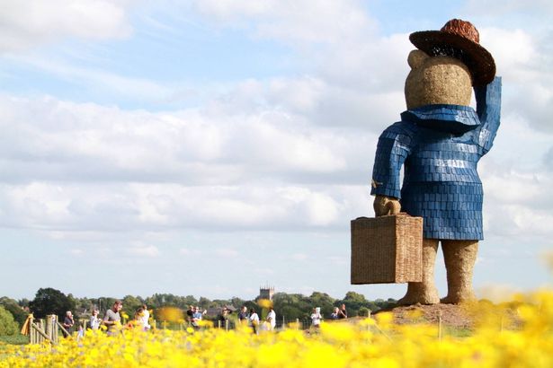 A 45ft Paddington Bear sculpture has been created at Snugbury's Ice Cream Farm at Hurleston, near Nantwich, Cheshire