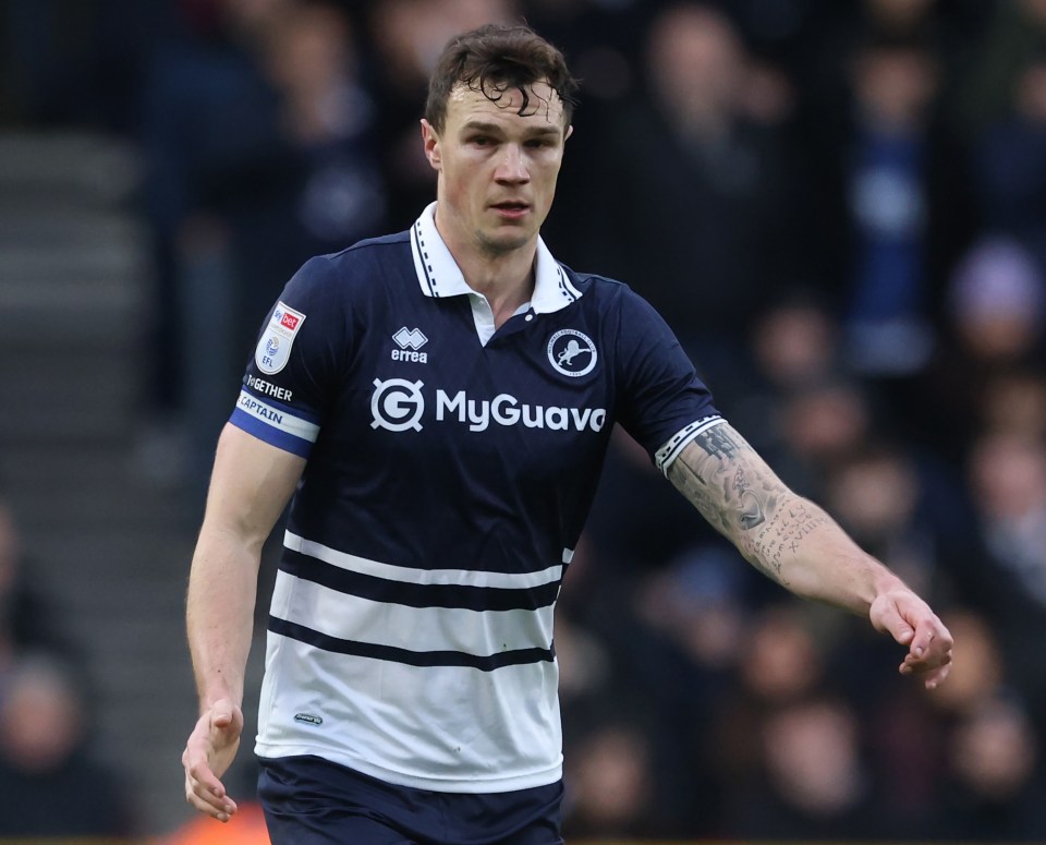 Jake Cooper of Millwall FC playing soccer.