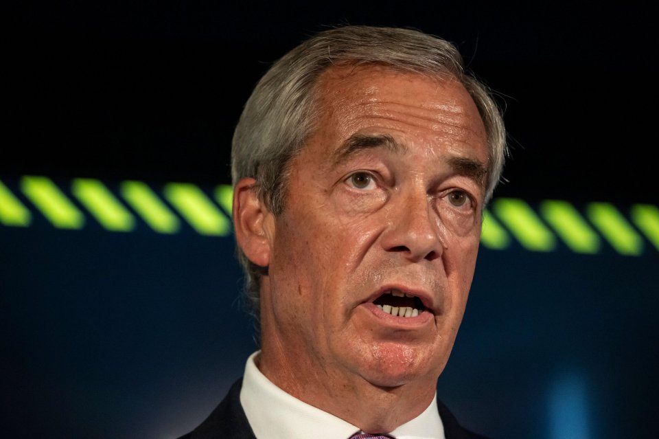 Nigel Farage speaking at a press conference.
