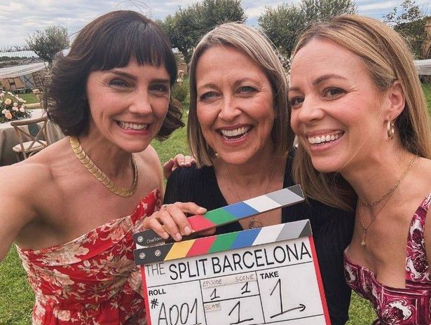 Annabel Scholey, Nicola Walker and Fiona Button on the set of The Split