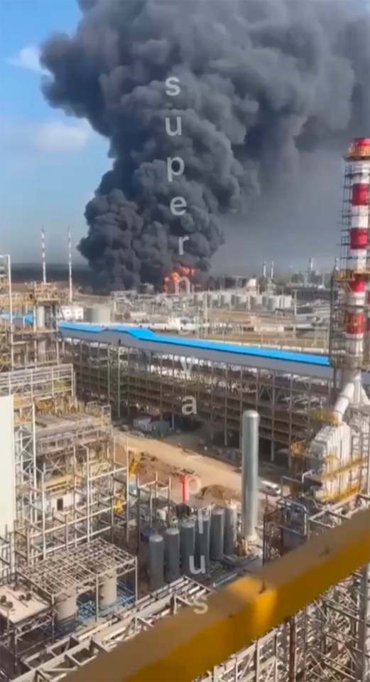 Large fire at Ust-Luga port in Russia.