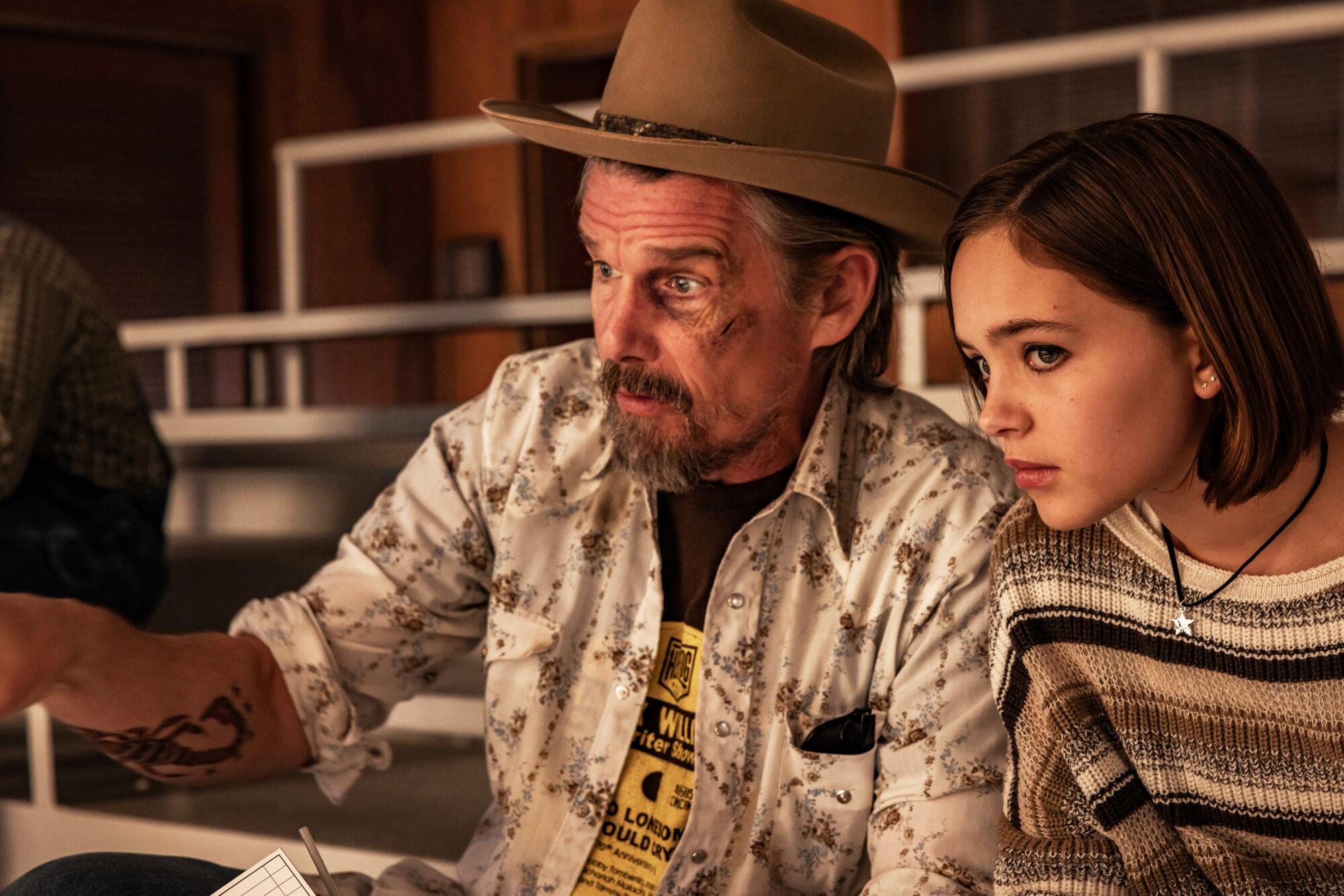 Ethan Hawke and Ryan Kiera Armstrong in FX's "The Lowdown."