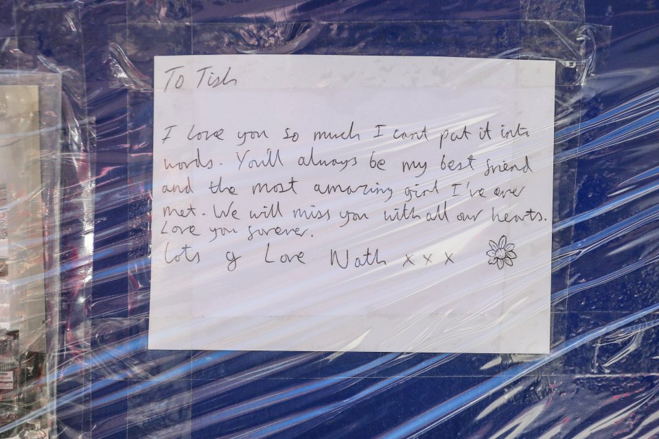 Handwritten tribute to Tash.