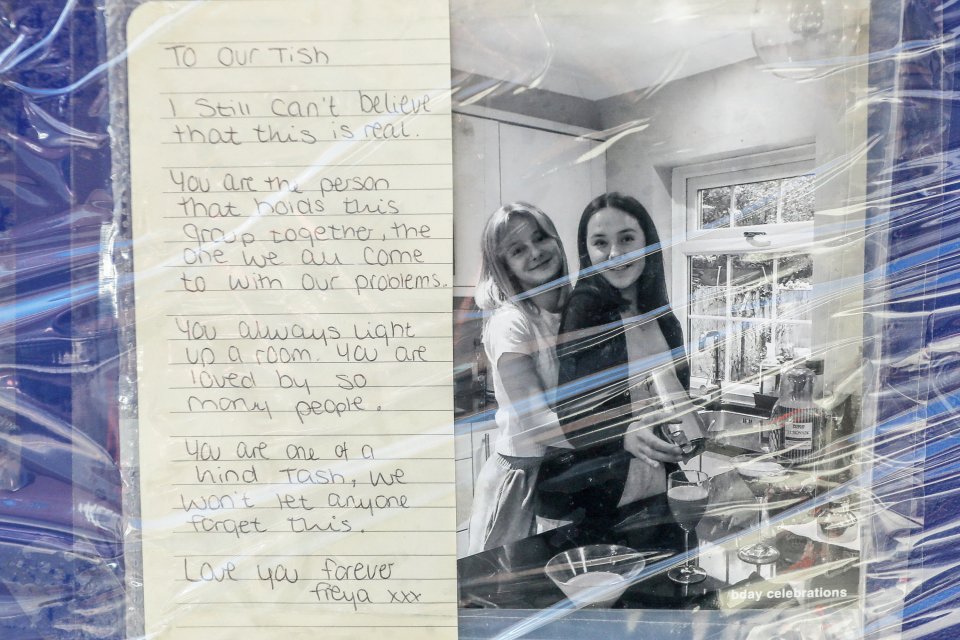 Tribute to Natasha, including a handwritten message and a photo.