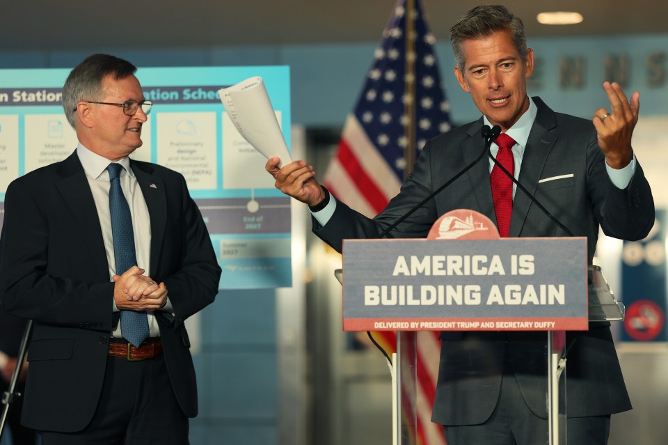 Secretary Sean Duffy speaking at a press conference.