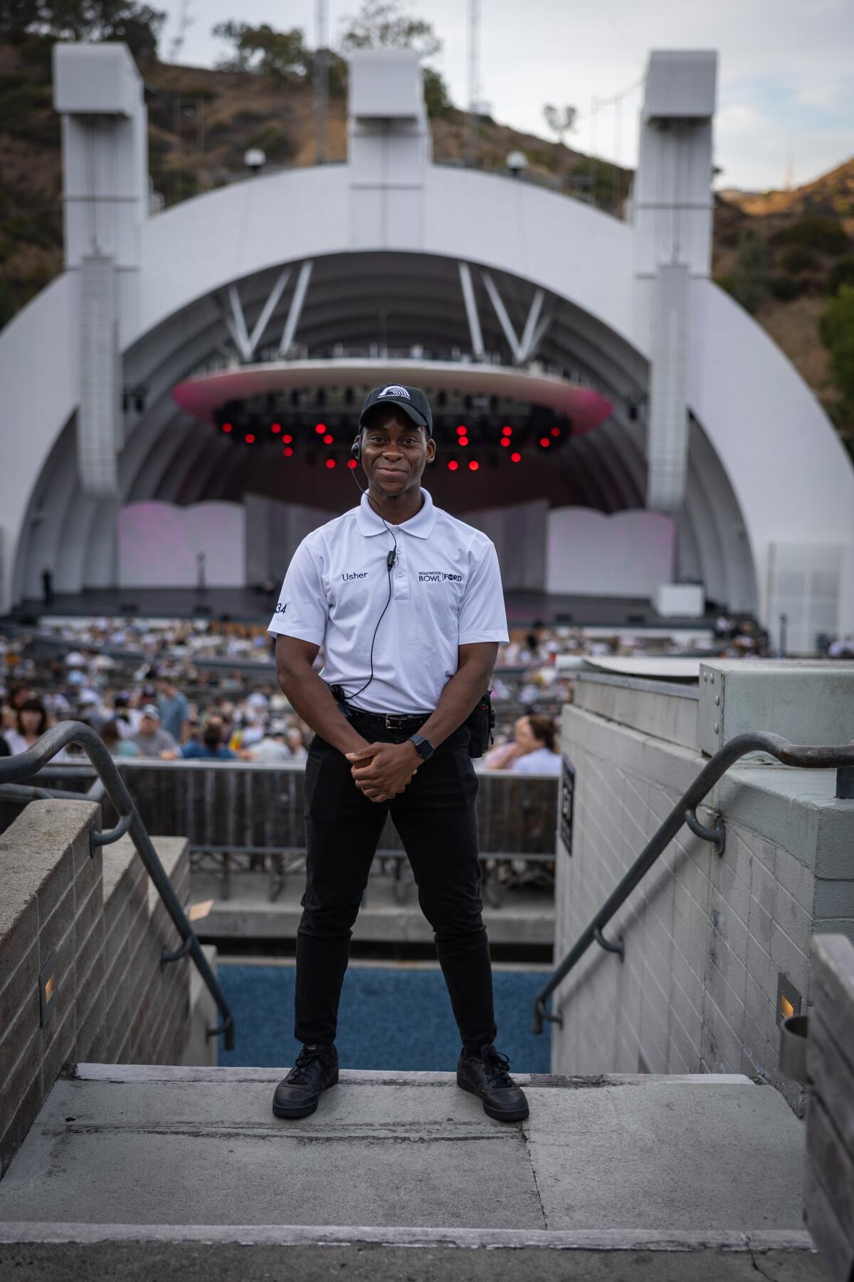 Tyrone Huntley, an usher at the Hollywood Bowl.