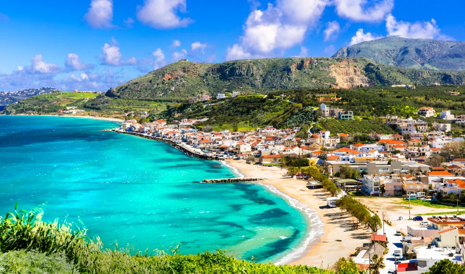 Kalyves Bay beach in Crete, Greece.