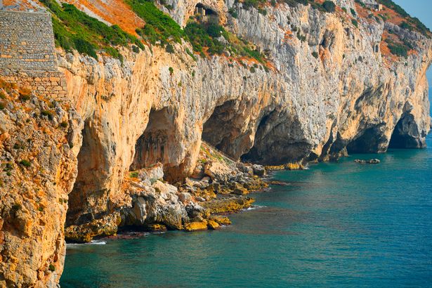 A view of Gorham’s Cave Complex and the sea in Gibraltar