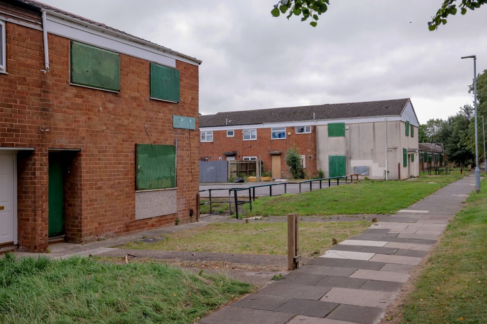 Boarded-up houses in Middlesbrough, UK.