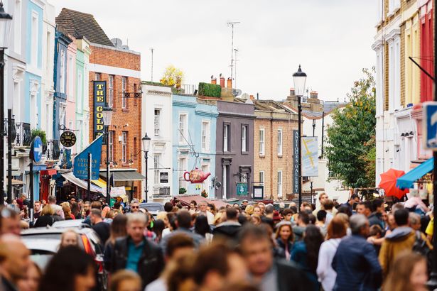 Crowds of people in the market