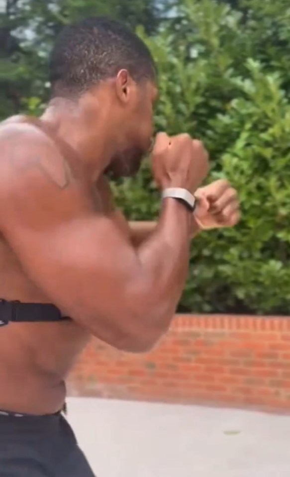 Anthony Joshua shadow boxing.