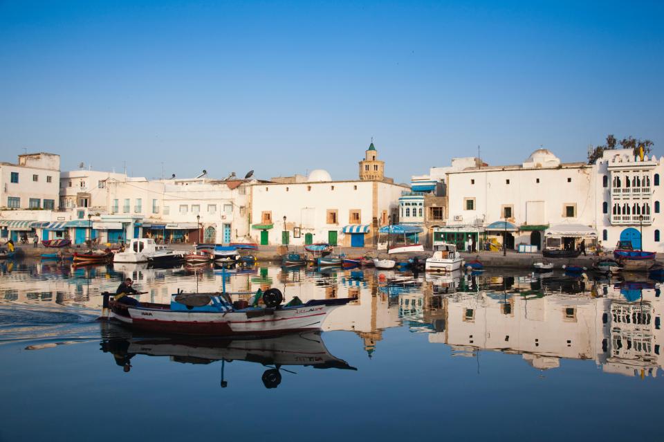 Boat in Bizerte's old port, Tunisia.