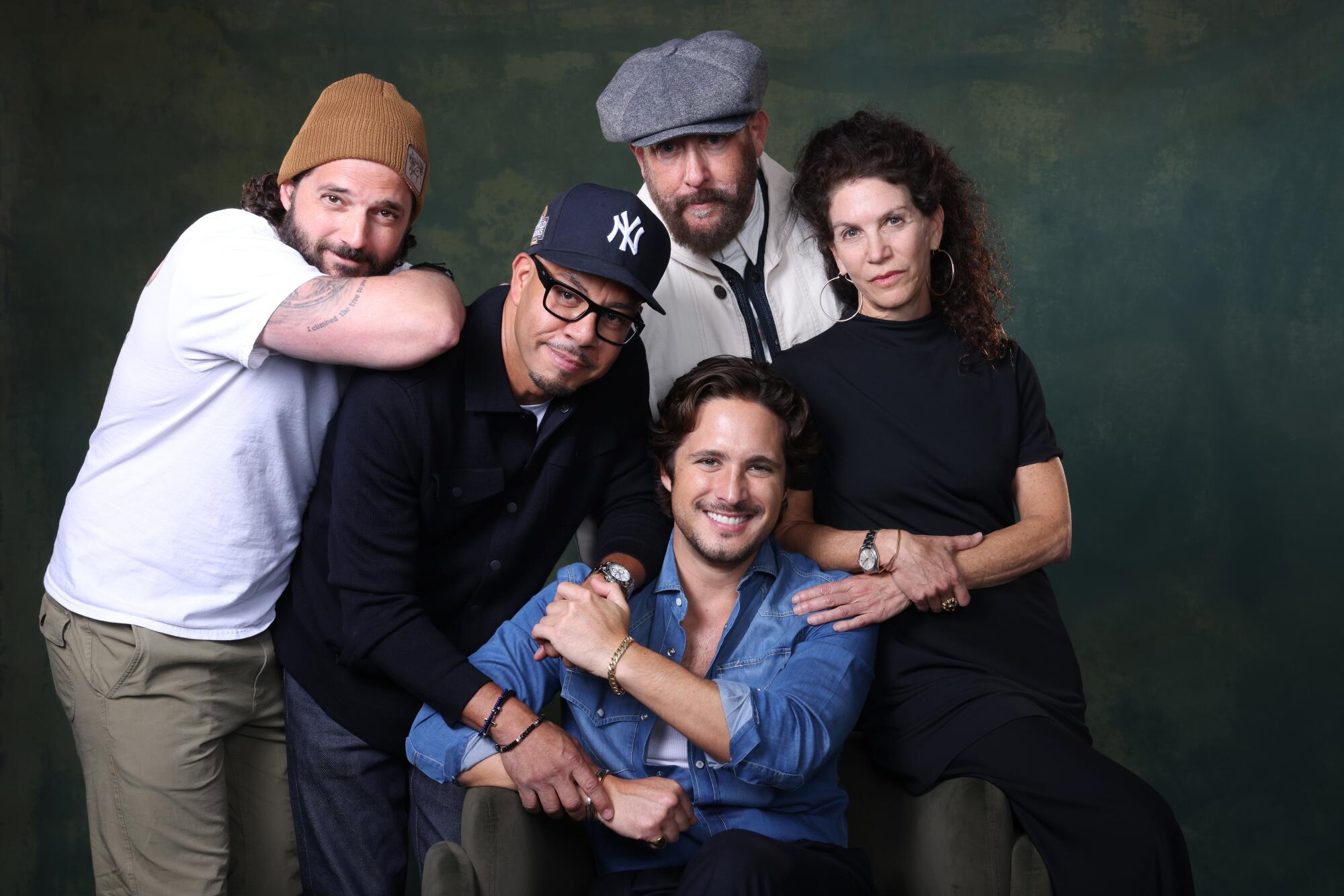 Left to right, Thomas DeGrezia, Director Eif Rivera, Brad Feinstein and Christina Weiss Lurie and Diego Boneta