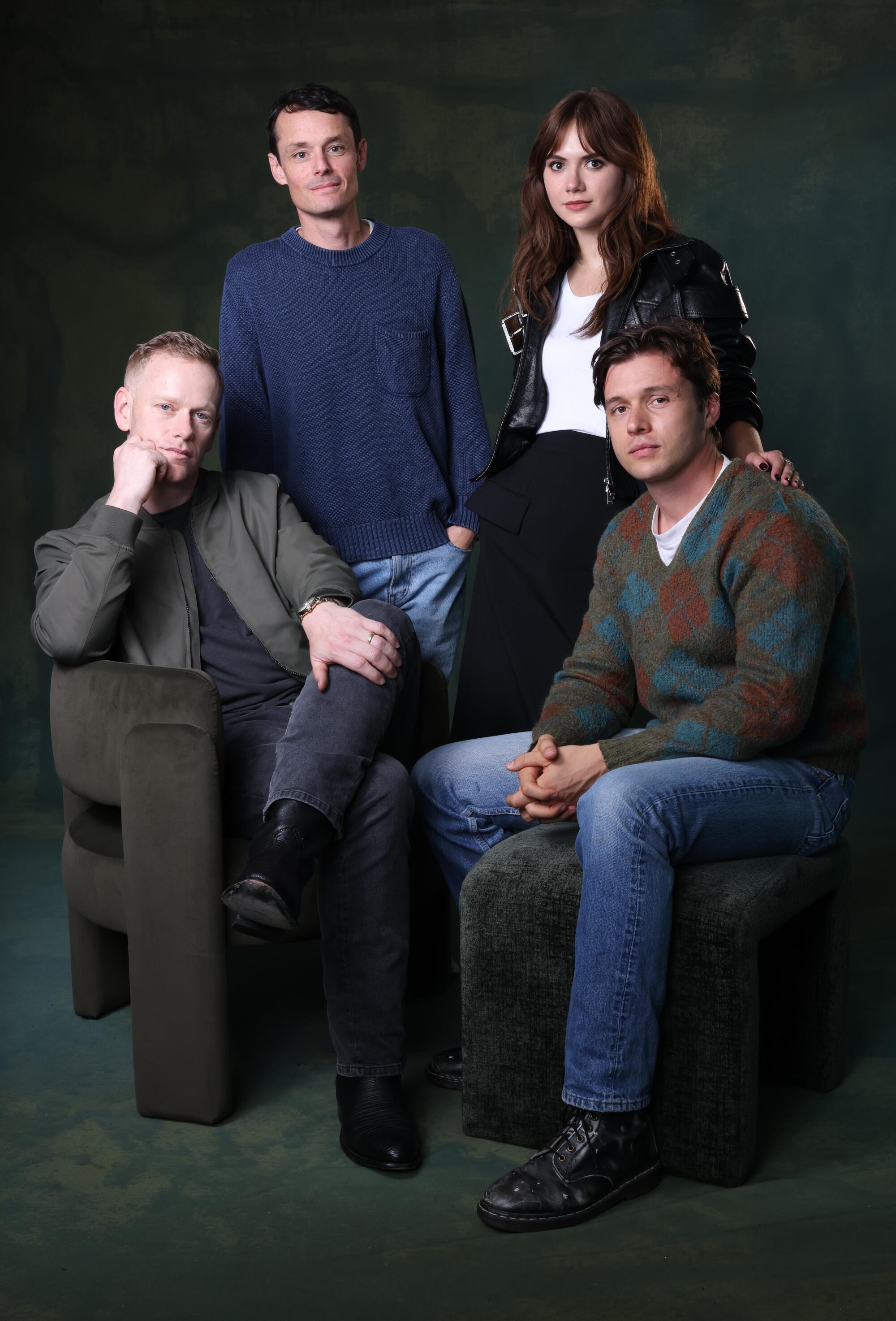 Back row, co-Director Tom Dean and Emilia Jones. Front row, co-Director Mac Eldridge and Nick Robinson