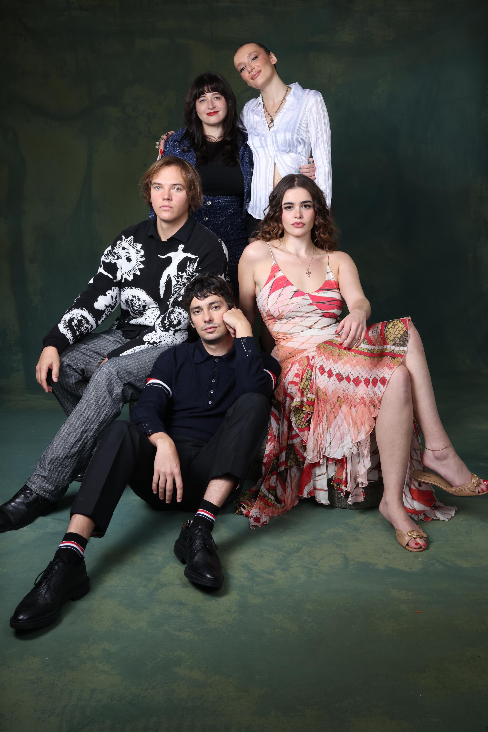 Back row, Chandler Levack and Juliette Gariepy. Middle row, Stanley Simons and Barbie Ferreira. Front row, Devon Bostick