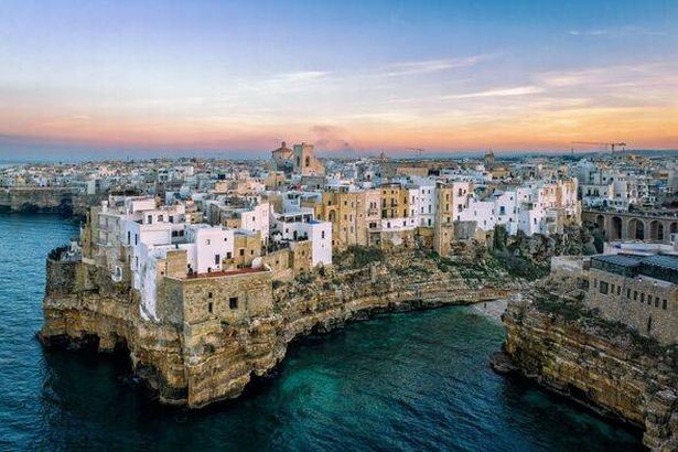 Polignano a Mare, Puglia, Italy - Aerial View at Sunset