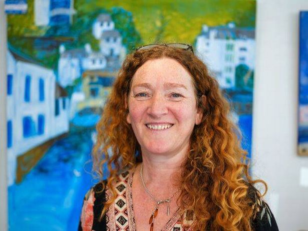 Artist Gina Farrell at her studio