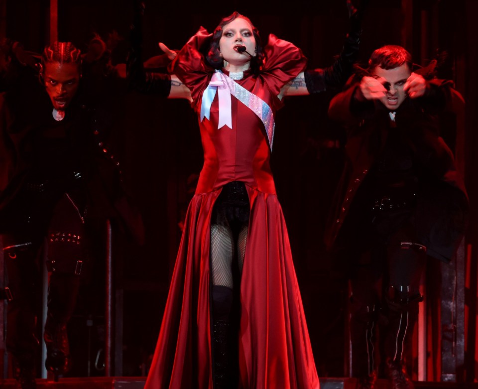 Lady Gaga performing onstage.