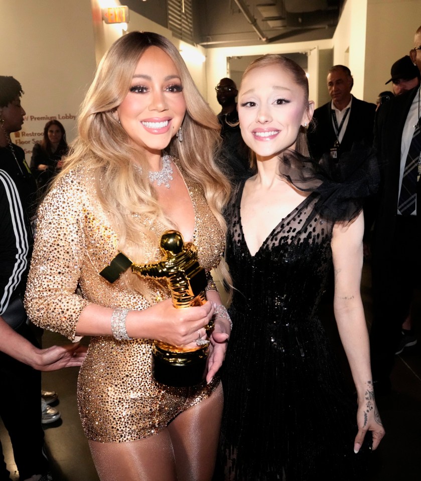 Mariah Carey and Ariana Grande at the MTV Video Music Awards.