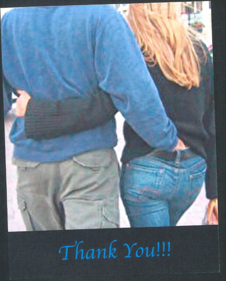 Photo of a couple walking, with "Thank You!!!" written at the bottom.