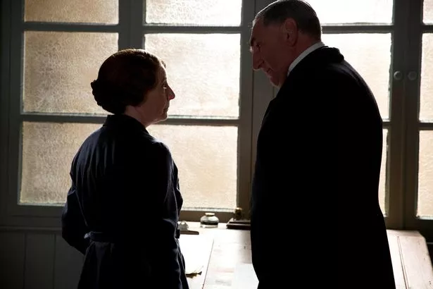 Phyllis Logan as Mrs Hughes and Jim Carter as Mr Carson