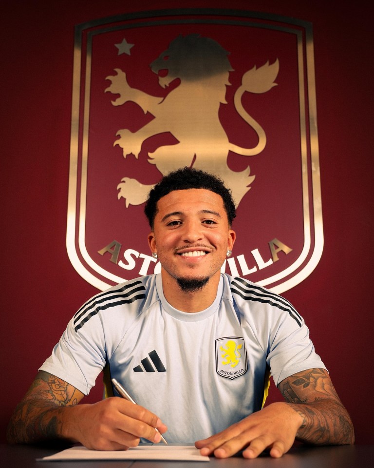 Jadon Sancho signing for Aston Villa.