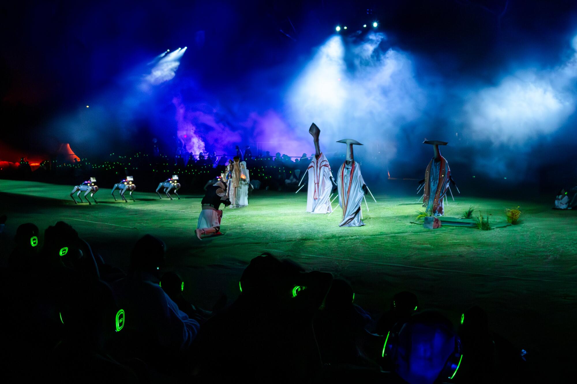 A field with costumed actors.