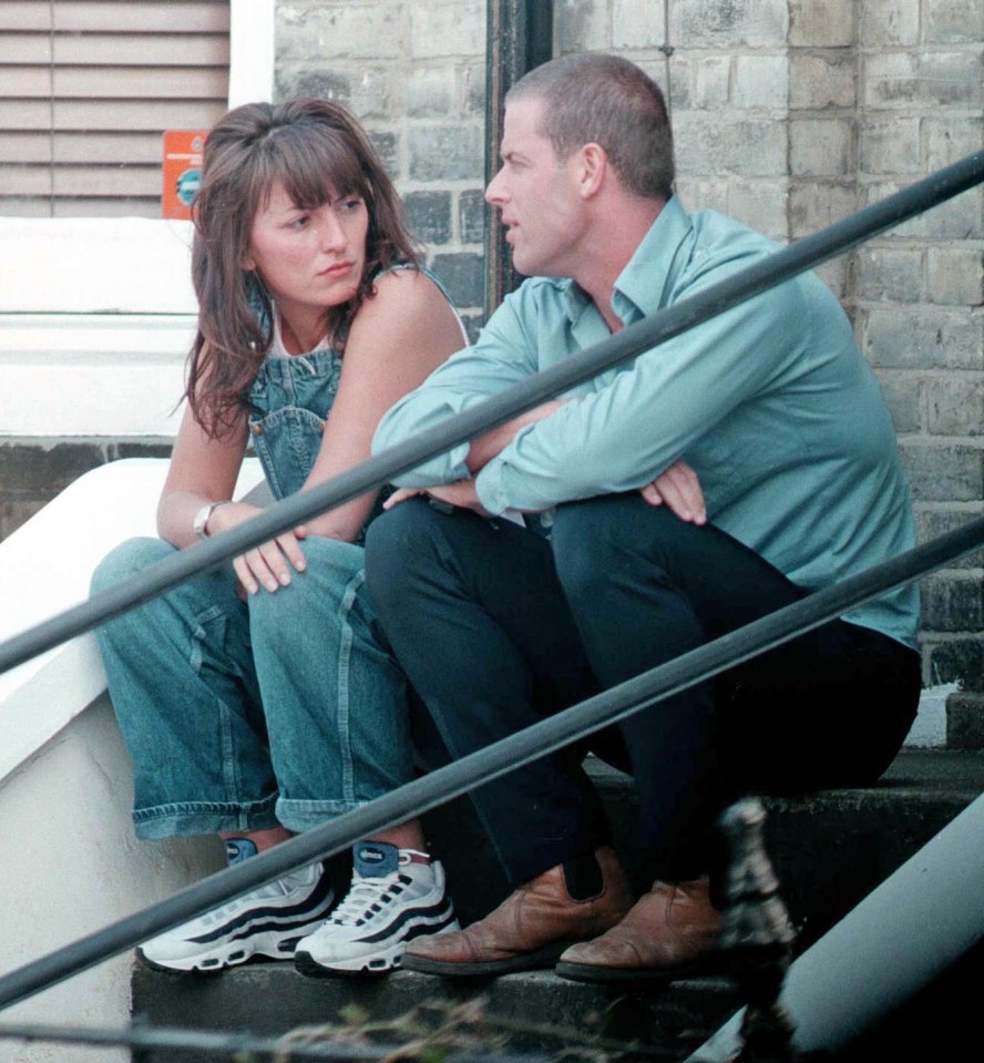 Davina McCall and Andrew Leggett in a street argument.