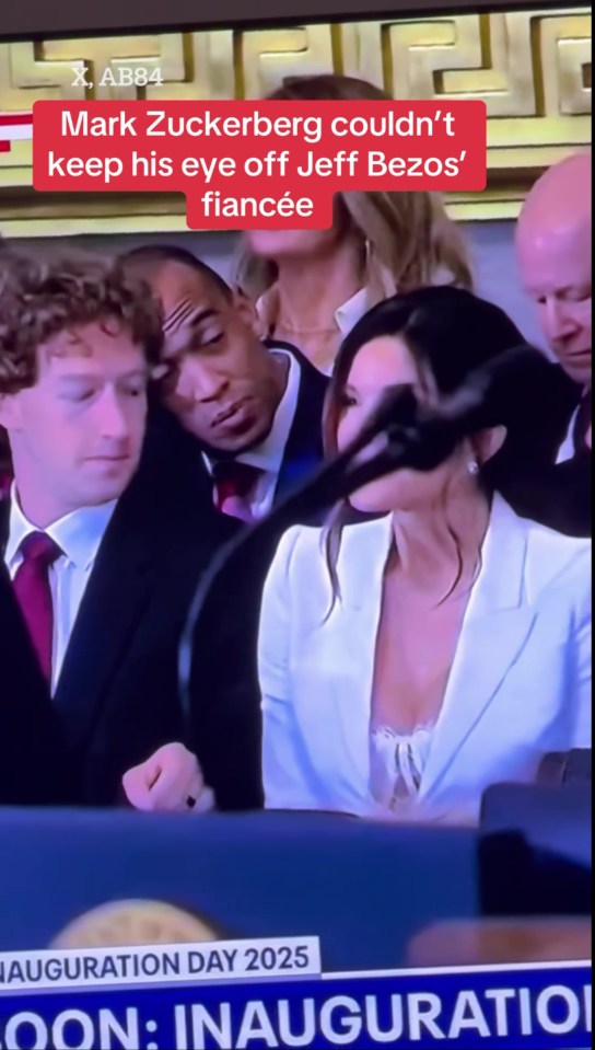 Screenshot of Mark Zuckerberg appearing to look at Jeff Bezos' fiancée.