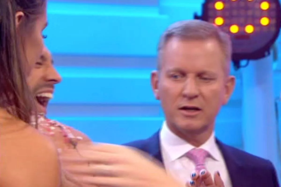 Jeremy Kyle appearing to look at Jess Shear's breasts during her wedding.