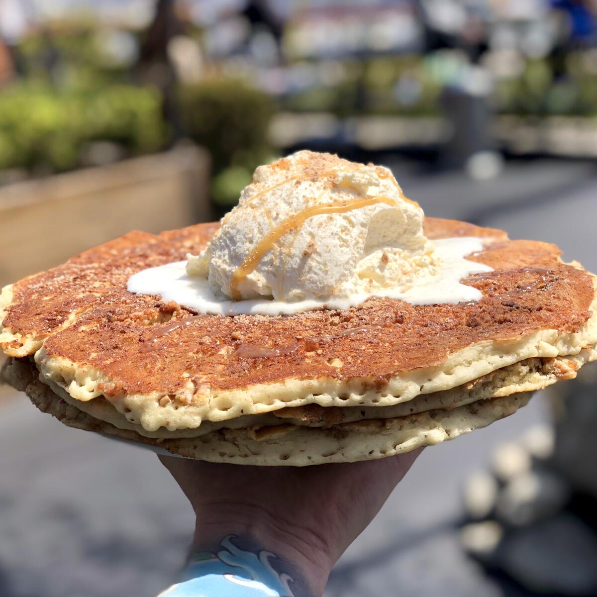 The Golden Ticket stack of pancakes from the Griddle Cafe.