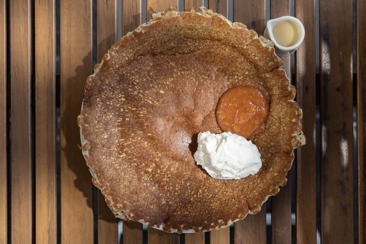 Cornmeal mochi pancake at Yang's Kitchen in Alhambra on Thursday, Oct. 3, 2024.
