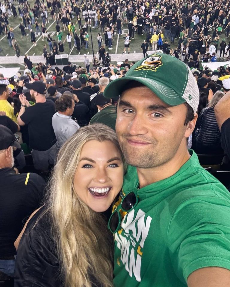Couple at a football game.