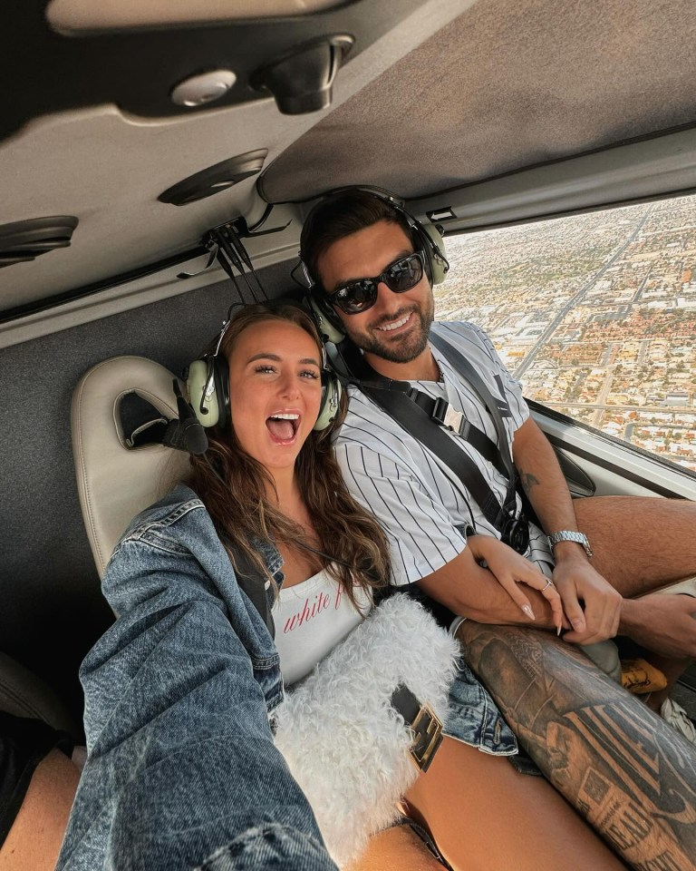 Millie Court and Liam Reardon on a helicopter ride over Las Vegas.