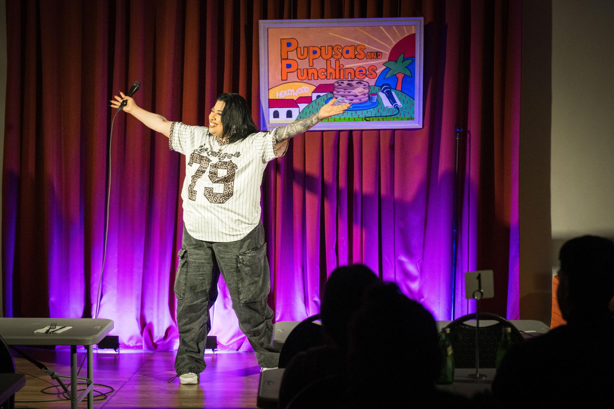 Daisy Roxx performs at Pupusas and Punchlines in March.