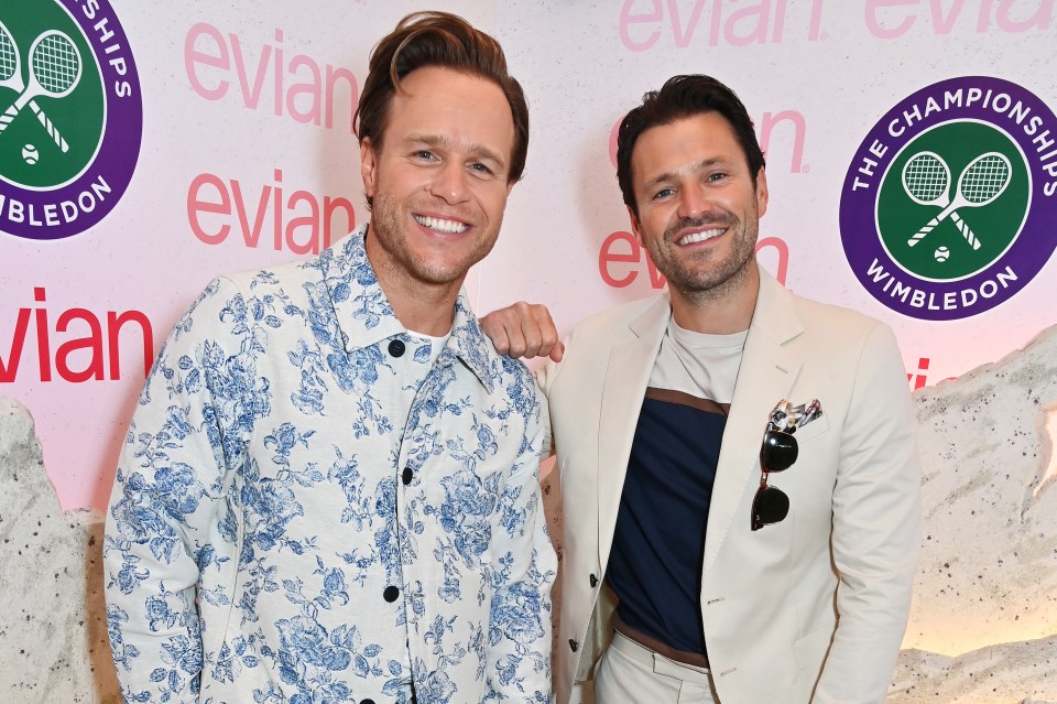 Olly Murs and Mark Wright pose during day 8 of Wimbledon 2024.