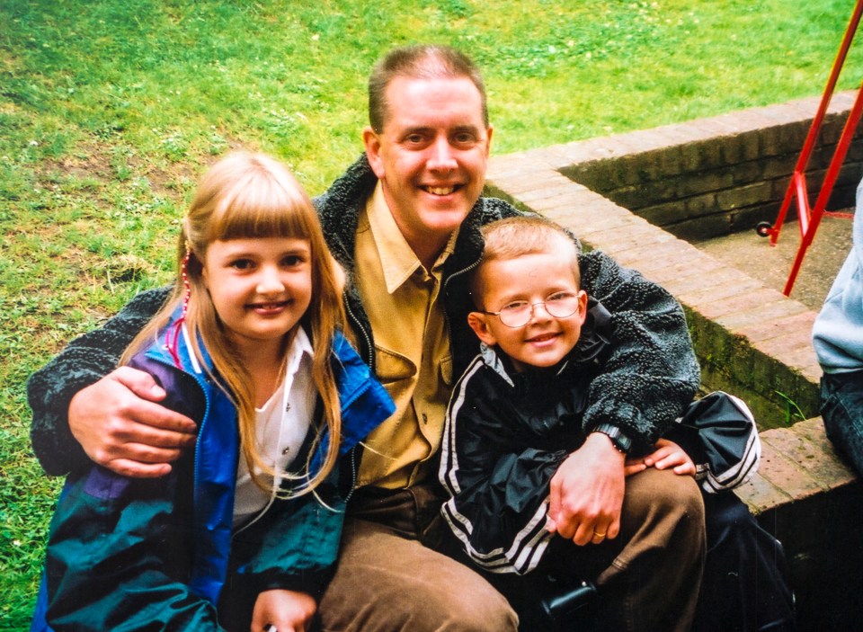 Kevin Gosden with his children Charlotte and Andrew.