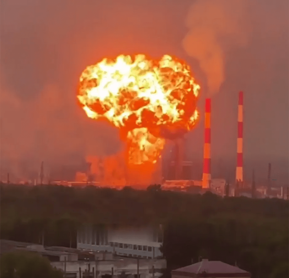 Explosion at a power plant or industrial facility.