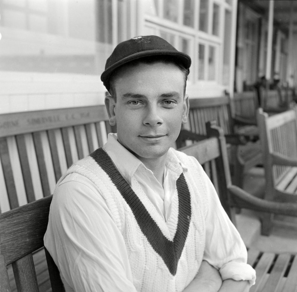 Harold "Dickie" Bird in his Yorkshire cricket cap and vest.