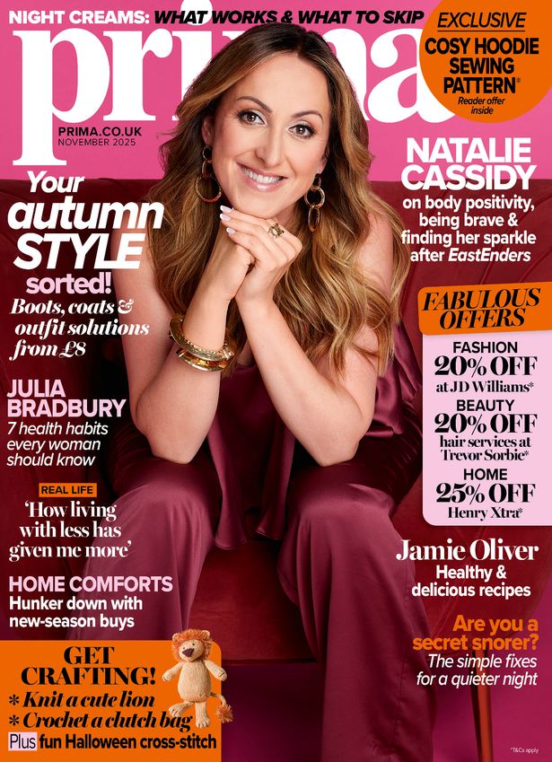 Natalie Cassidy on the cover of Prima magazine's November issue